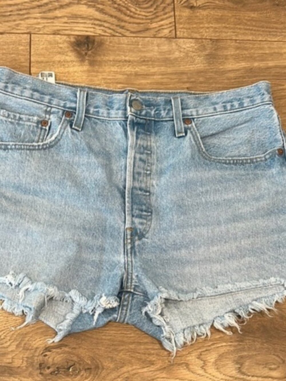 Blue High Jean Shorts with Distressed